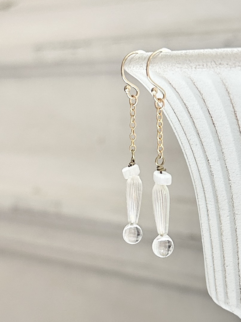 14kgfフランスヴィンテージスフレビーズのピアス