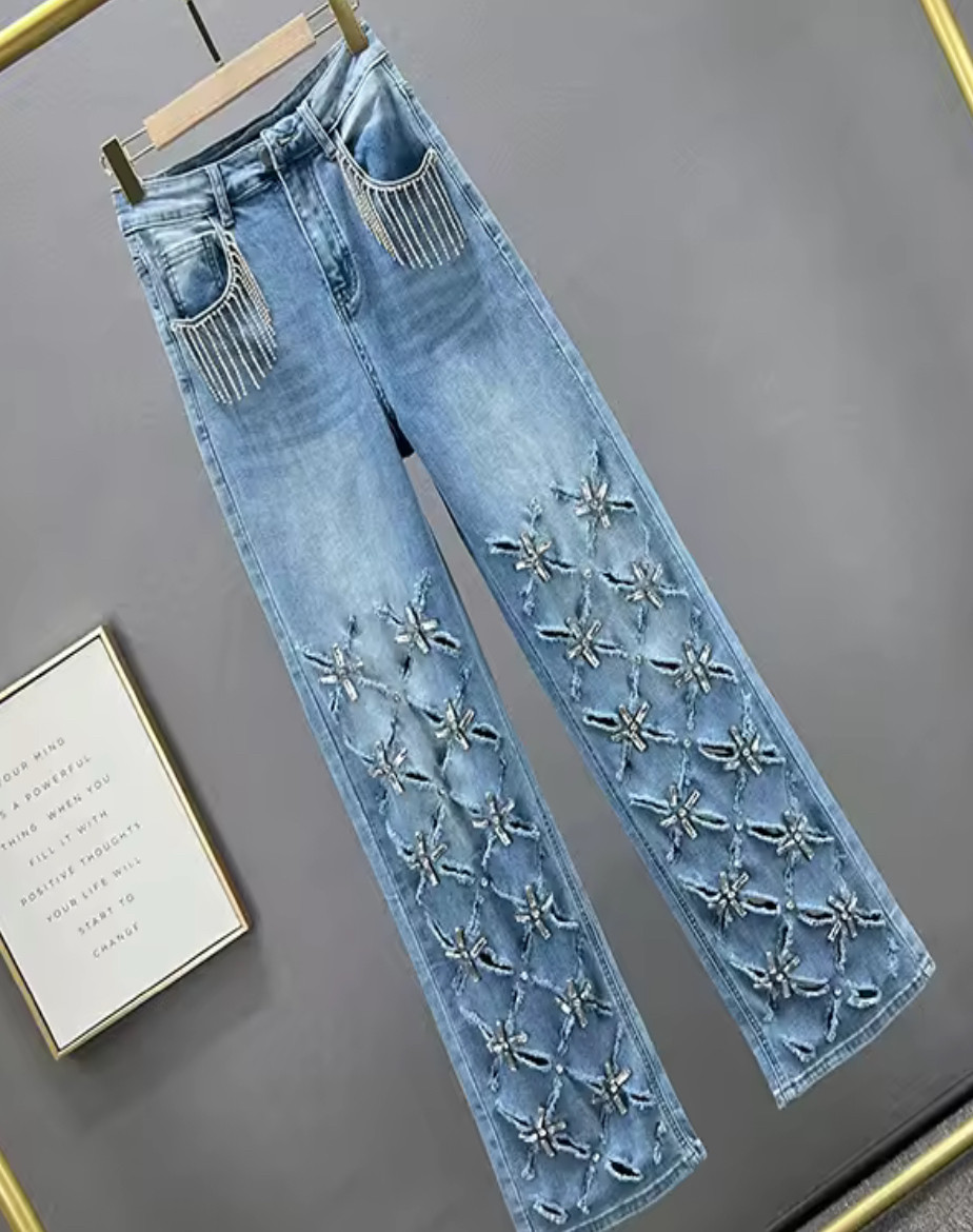 【履くアート】デニム ボトム レディース デニムパンツ 気分が上がる洋服 S〜Mまで対応