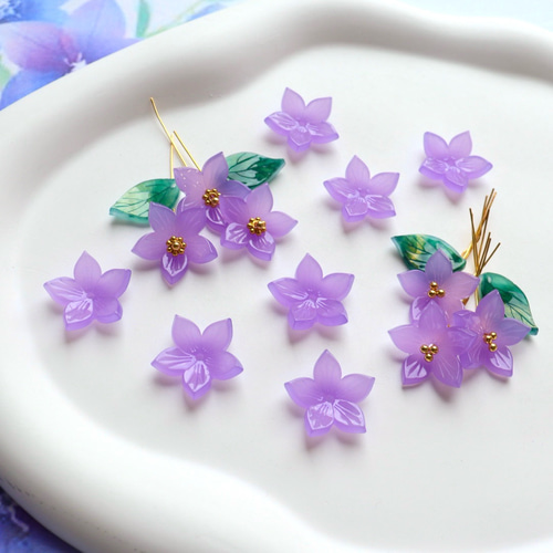 オリジナル作品☆17mm 桔梗 すみれ お花のアセテートパーツ ブルー