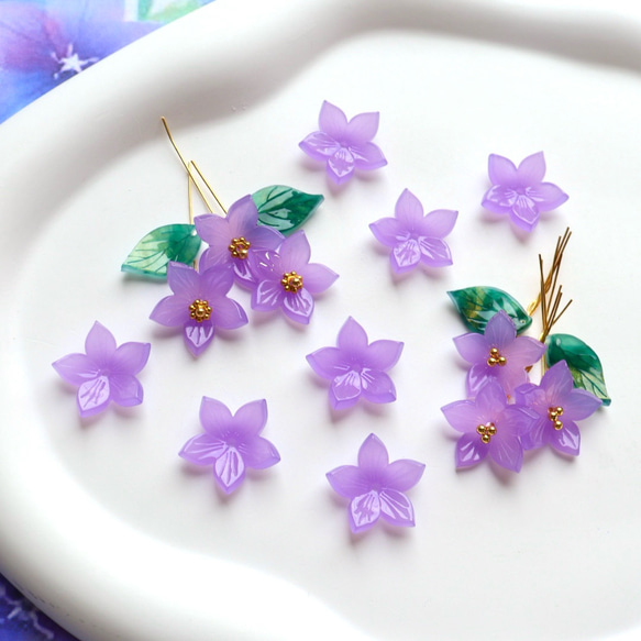 オリジナル作品☆17mm 桔梗 すみれ お花のアセテートパーツ ブルー