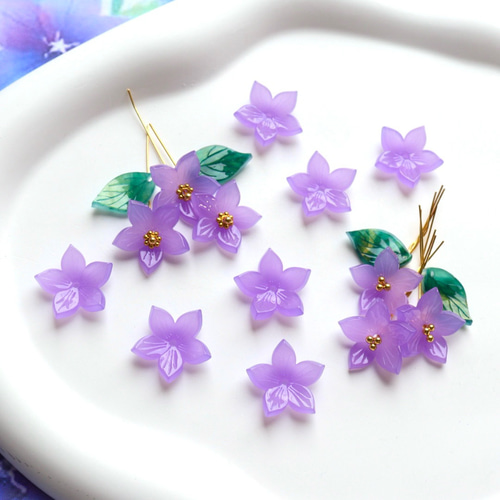 オリジナル作品☆17mm 桔梗 すみれ お花のアセテートパーツ ブルー