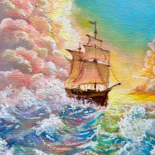 原画】夢見る景色を航海する 壁掛けパネル 風景画 海の絵 インテリア