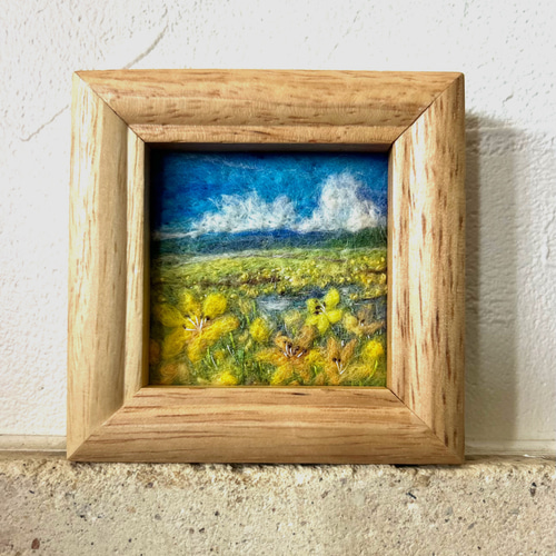 羊毛フェルトフレーム 湿原のニッコウキスゲ 羊毛フェルト aim-aim