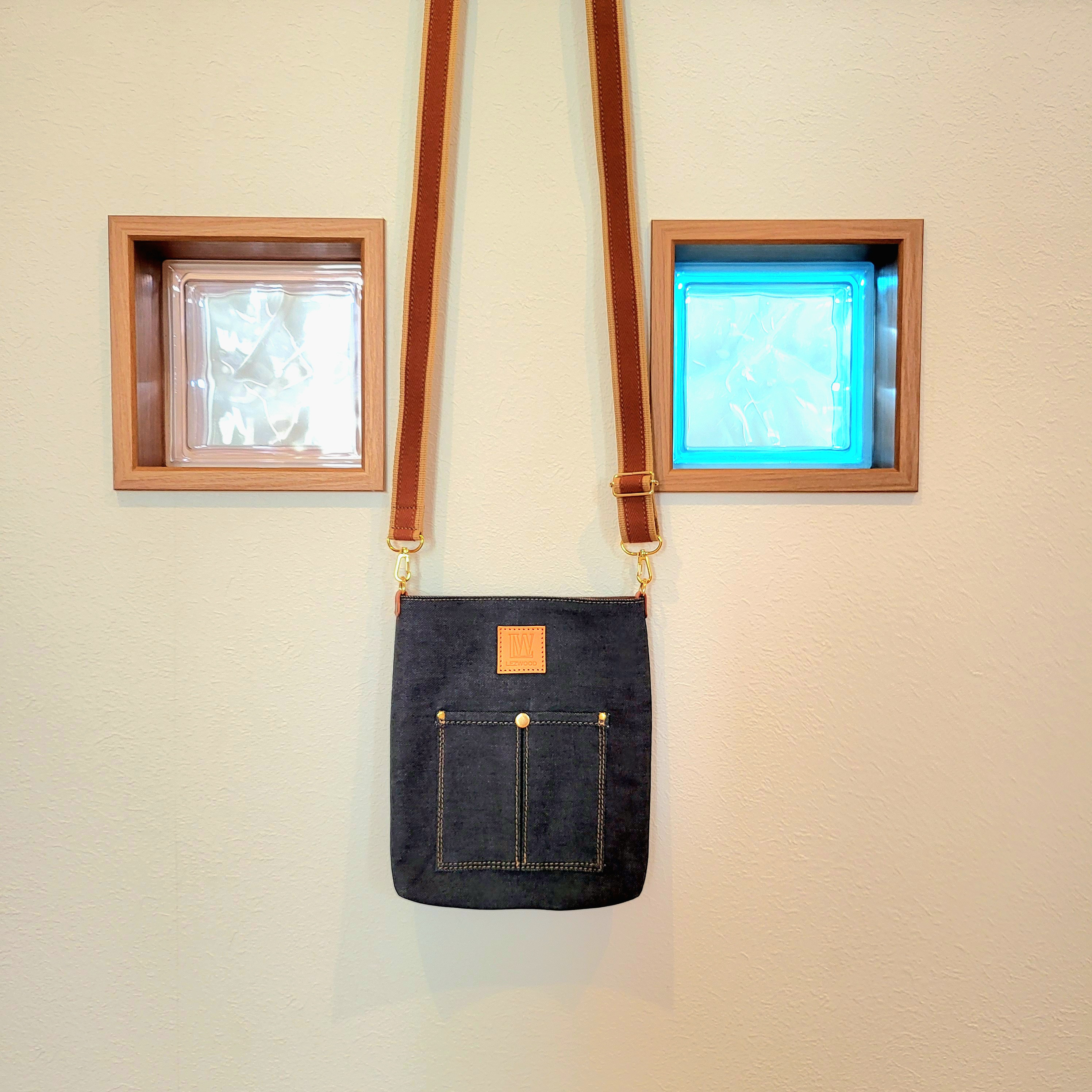 【送料無料】シンプルなデニムサコッシュ　インディゴブルー