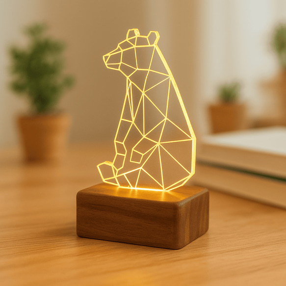 木製アクリルランプ やさしい灯りのクマ ライト インテリア スタンド