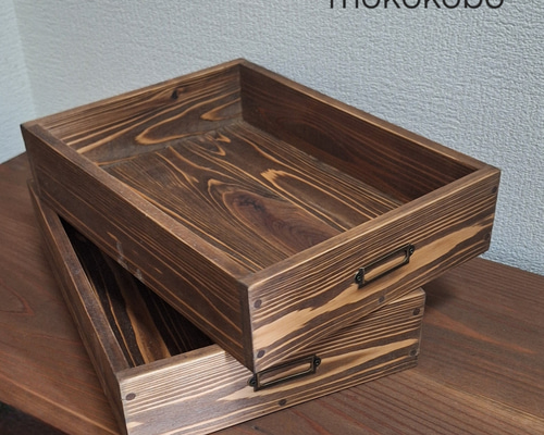 ちょっとあったら良いな ネームプレート付きA4サイズ収納/木箱/ウッド