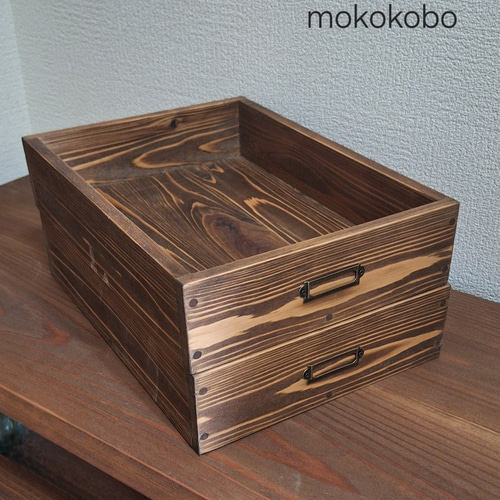 ちょっとあったら良いな ネームプレート付きA4サイズ収納/木箱/ウッド