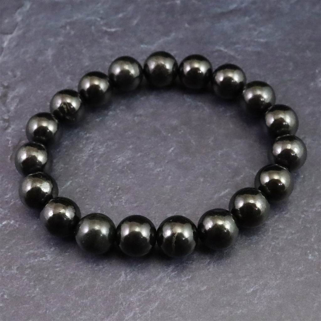 ノーブルシュンガイト  エリートシュンガイト　10mmブレスレット 26.6g #85016