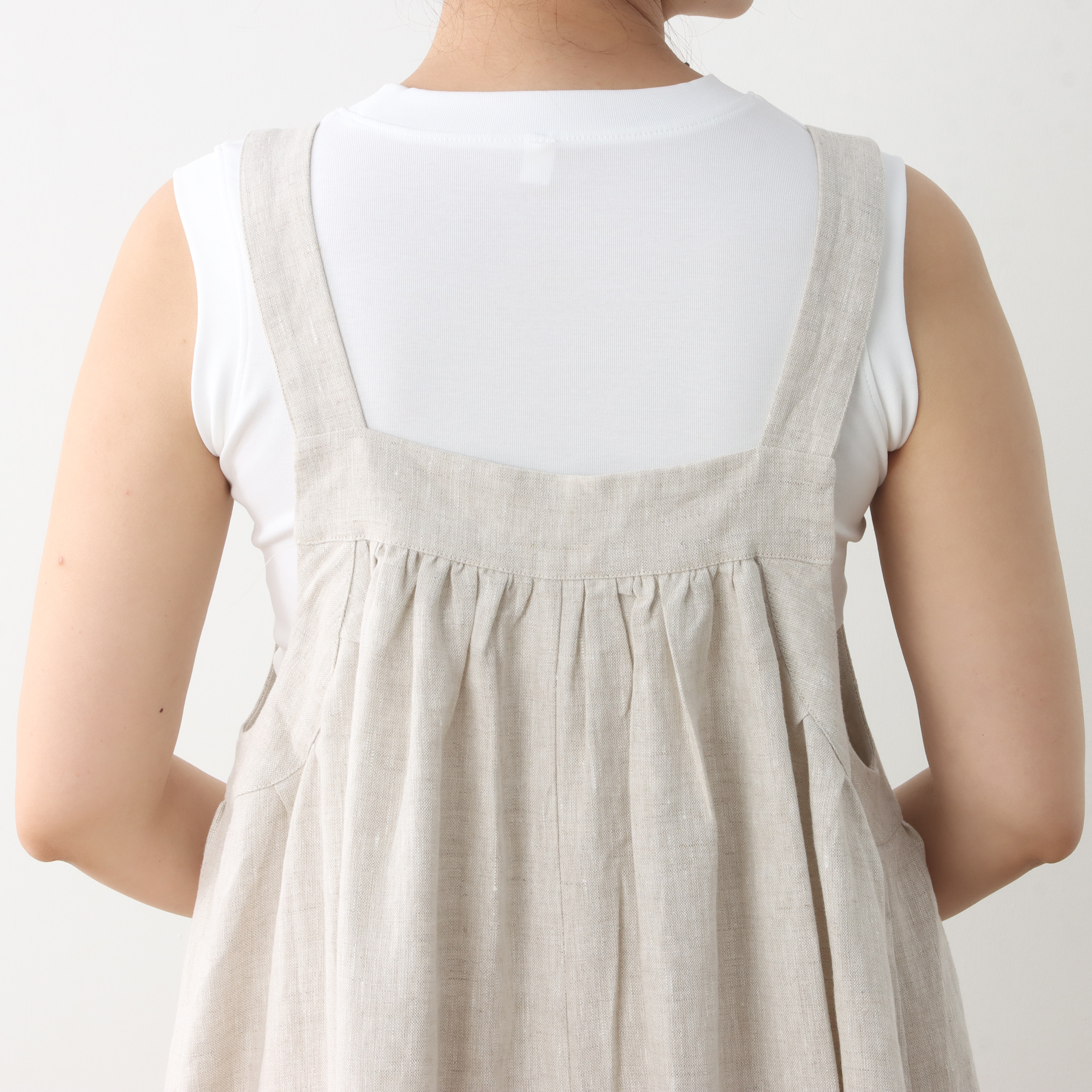 裾上げ無料♪サイズオーダー可♪全25色から　リネン100％　ゆったり　サロペットパンツ