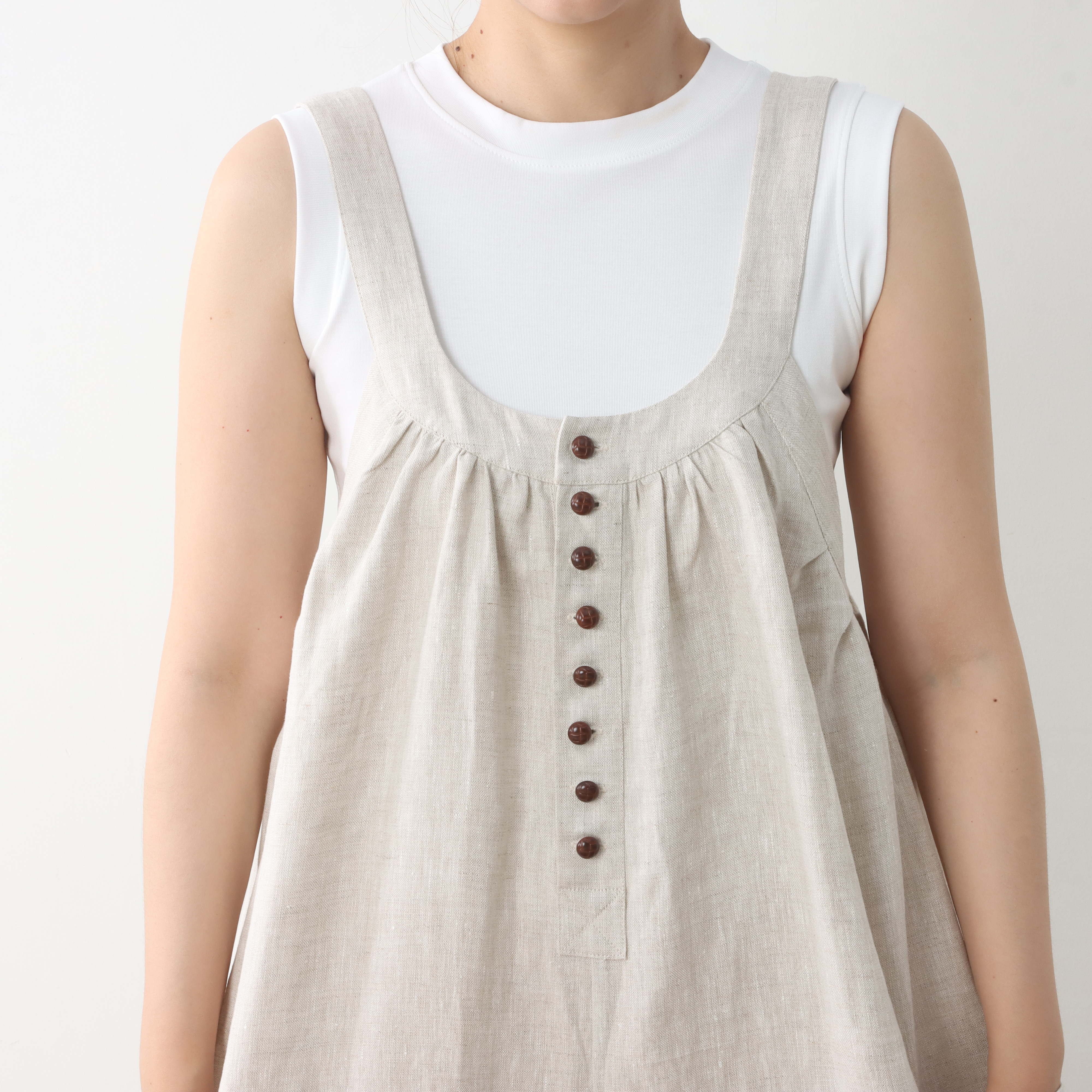 裾上げ無料♪サイズオーダー可♪全25色から　リネン100％　ゆったり　サロペットパンツ