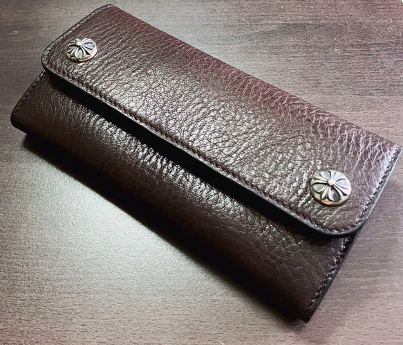 最高級革使用！xyzオリジナル総手縫い長財布 本革 シルバー925 ロング