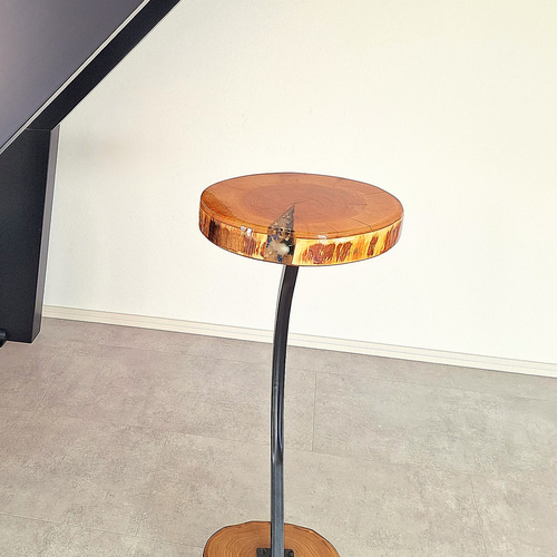 サイドテーブル 栗と山桜 ドライフラワーレジン サイドテーブル renew+