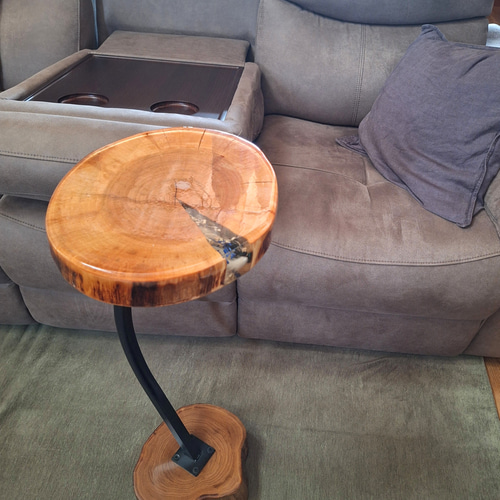 サイドテーブル 栗と山桜 ドライフラワーレジン サイドテーブル renew+