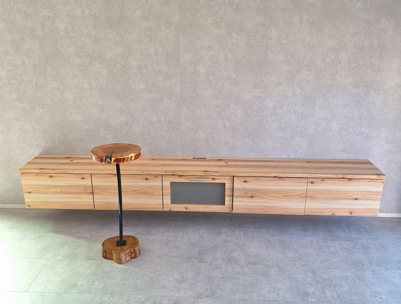 サイドテーブル栗と山桜ドライフラワーレジン