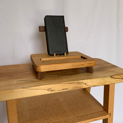 栗の木無垢一枚板と自作丸棒を使ったオープンラック、シェルフ