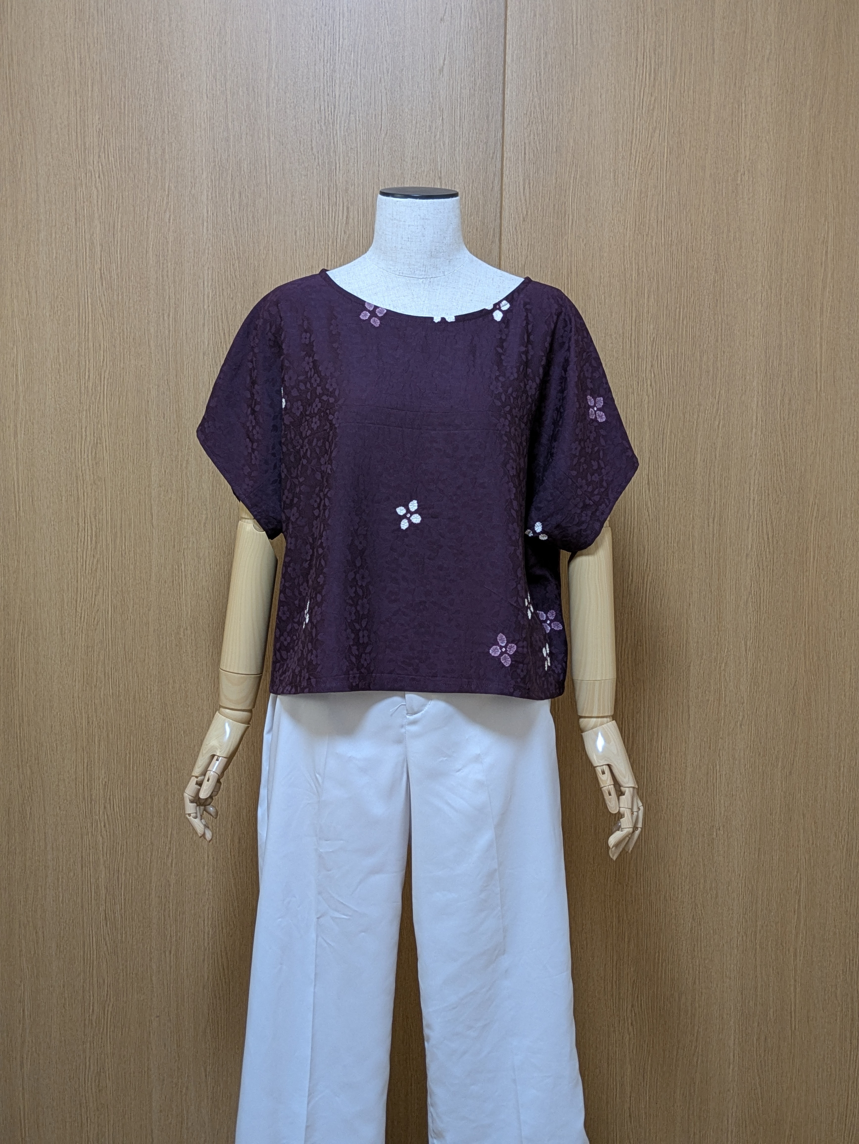 SOLD　着物リメイク　ブラウス　小紋　フリーサイズ