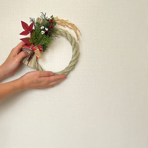 コニファーのフレッシュしめ縄リース ｜ドライフラワーリース