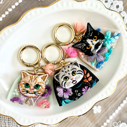 ねこのねがい＊誕生石チャーム】猫モチーフの天然石入りレジン