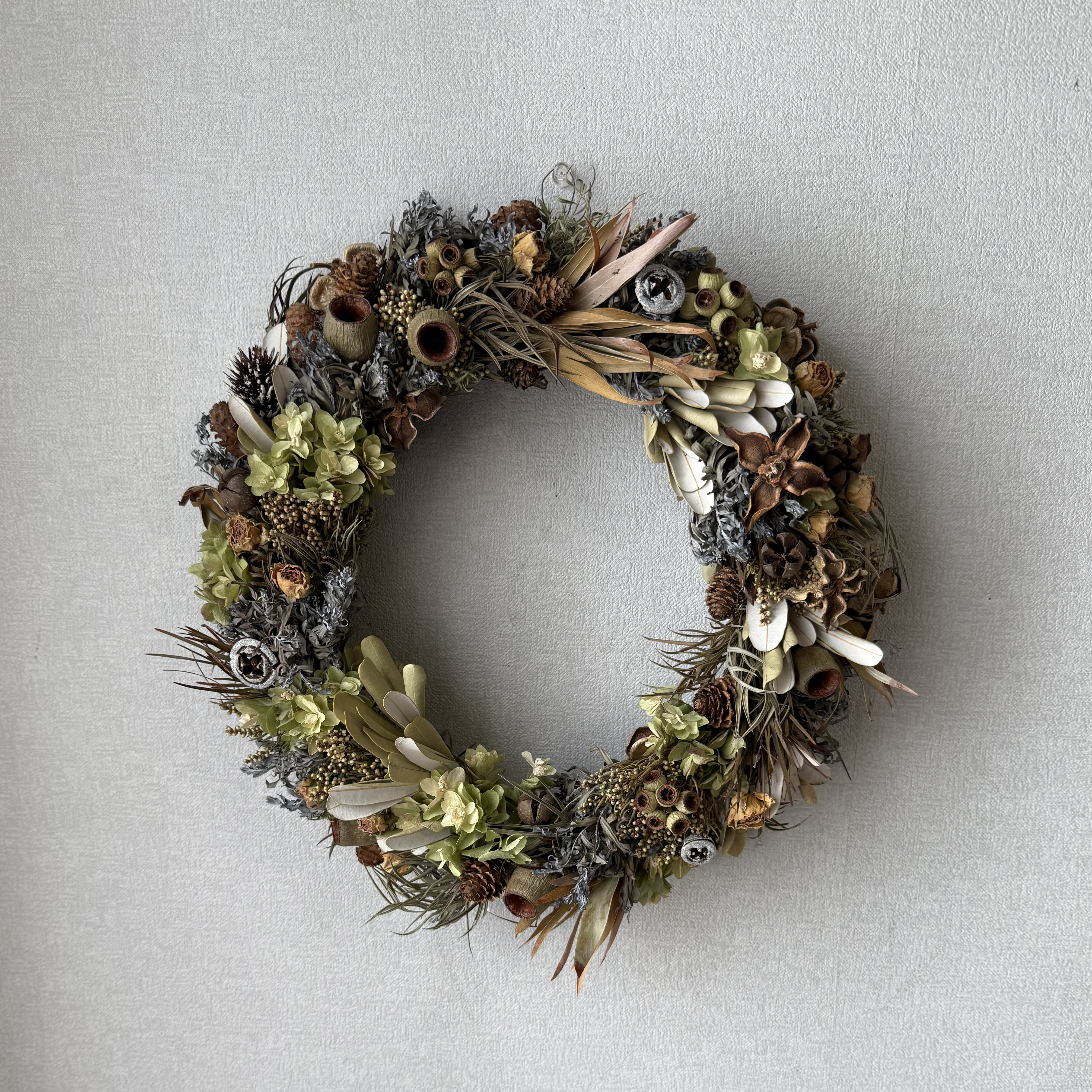 ワイルドフラワー　ドライフラワーリース　一点もの　直径380mm  大きなサイズ　No.33