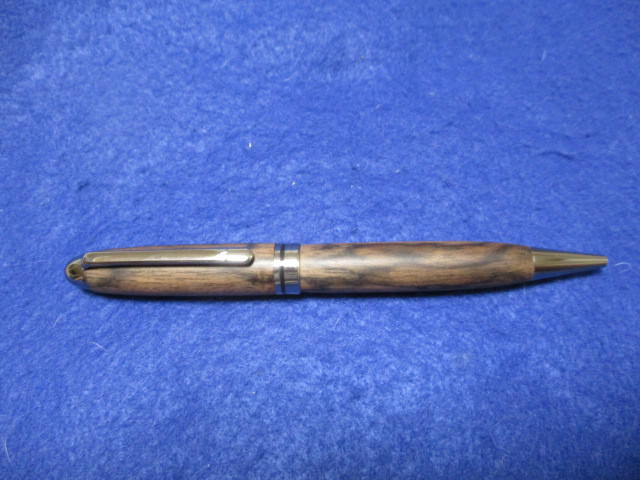 黒柿　網目杢　木地仕上げ　回転式ヨーロピアンボールペン　希少材