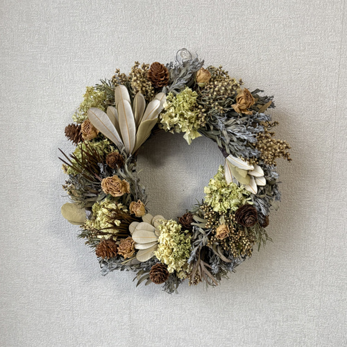 ワイルドフラワー ドライフラワーリース 一点もの 直径230mm No.37