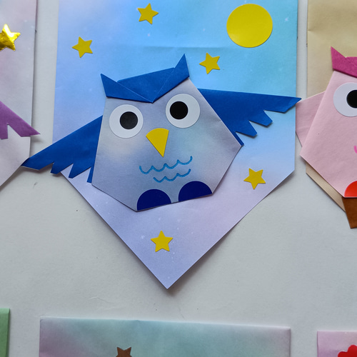 折り紙 壁面飾り フクロウ ガーランド 秋 幼稚園 保育園 施設