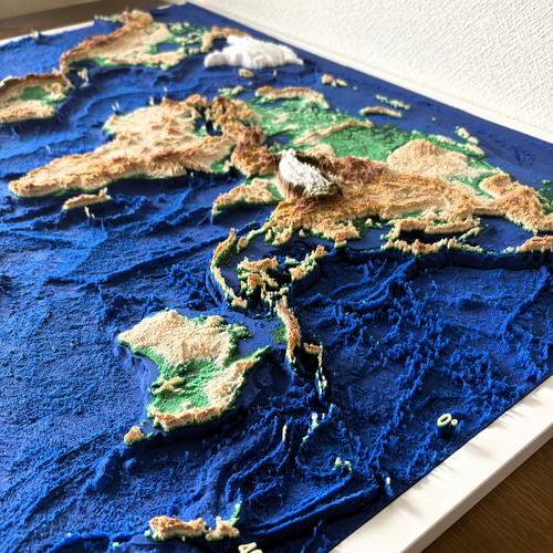 地球を手に取る感動】A1特大 立体世界地図 - 87cmの迫力アート＆癒し