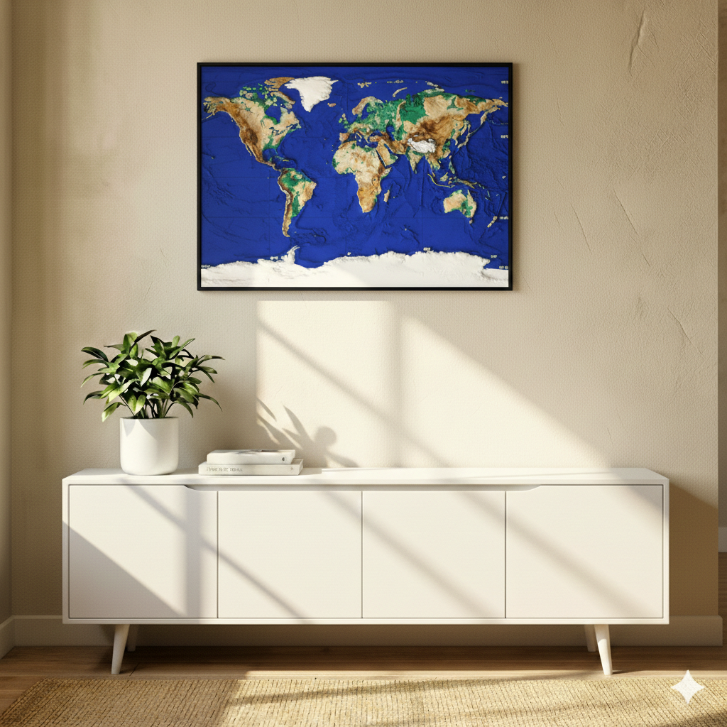 【地球を手に取る感動】A1特大 立体世界地図 - 87cmの迫力アート＆癒し