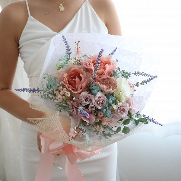 *受注制作*　想いを込めて贈る花束　柔らかアンティークカラー　ナチュラル　造花　送別　お祝い　603