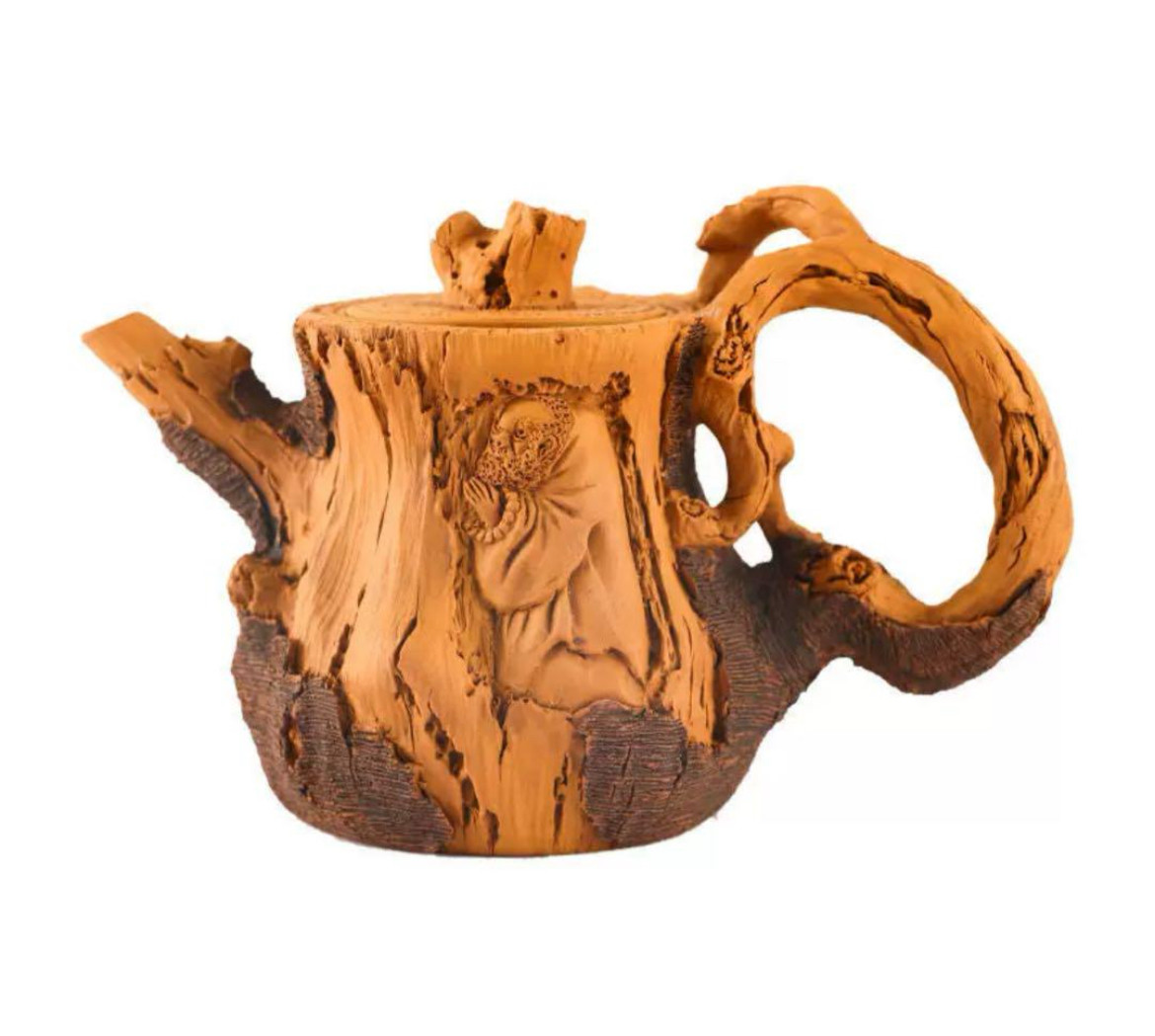模倣の木の切り株のティーポット