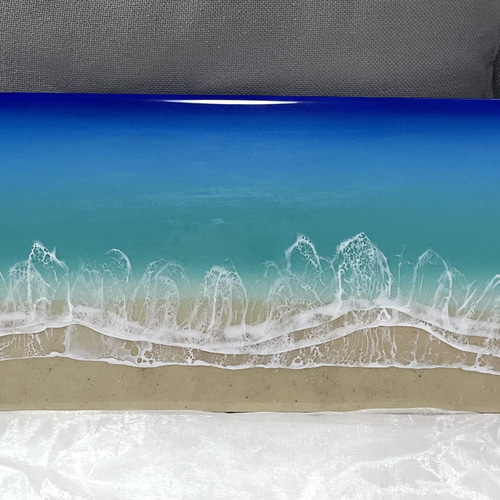 3連ロングパネル　全長90㎝ オーシャンレジン　海アート　ギフト　壁掛けアート 波3層 オーシャンレジン海アート 壁掛けアート ロングパネル リゾート