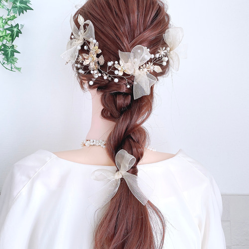 選べるリボン 送料無料 ホワイト ゴールド ヘッドアクセサリー ⑮