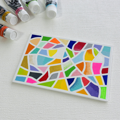 ハガキサイズ】モザイクアート タイル キャンバスアート カラフル