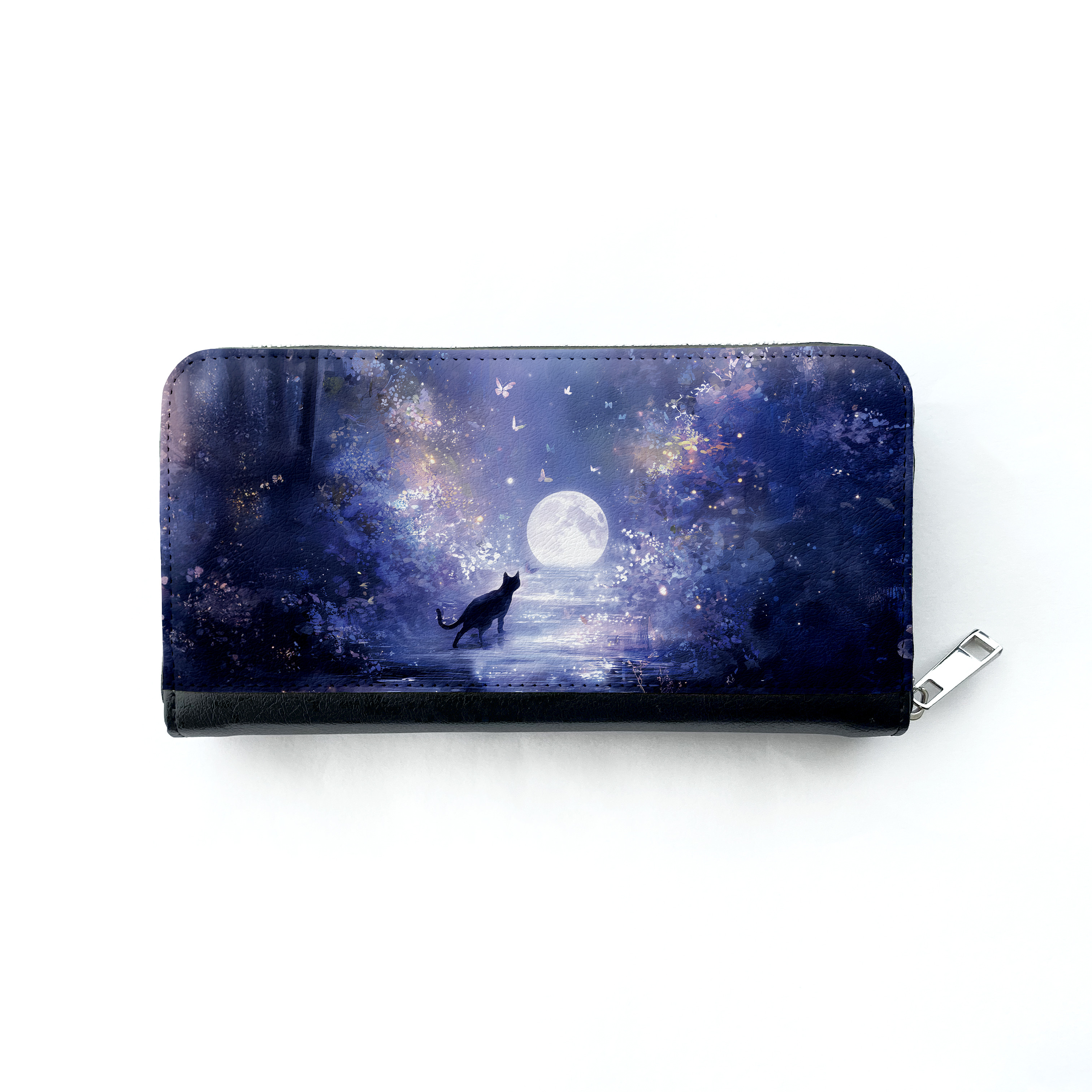 夢幻の森　長財布　猫　月　ねこ