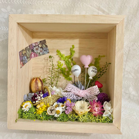 敬老の日にも 大きめフラワーウッドボックス（ゆうパック発送