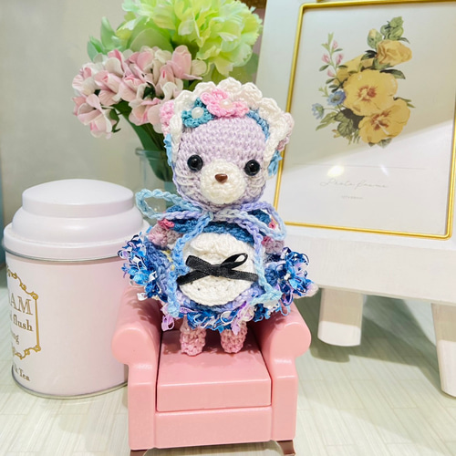 エプロンドレスのロリータねこちゃんキーホルダー あみぐるみ NIJIGEN