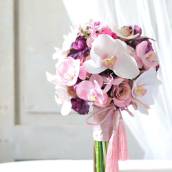 紫陽花のウェディングブーケ　高品質の造花　　　　ブートニア付 アンティーク紫陽花ブーケ ウェディングブーケ ブートニアセット