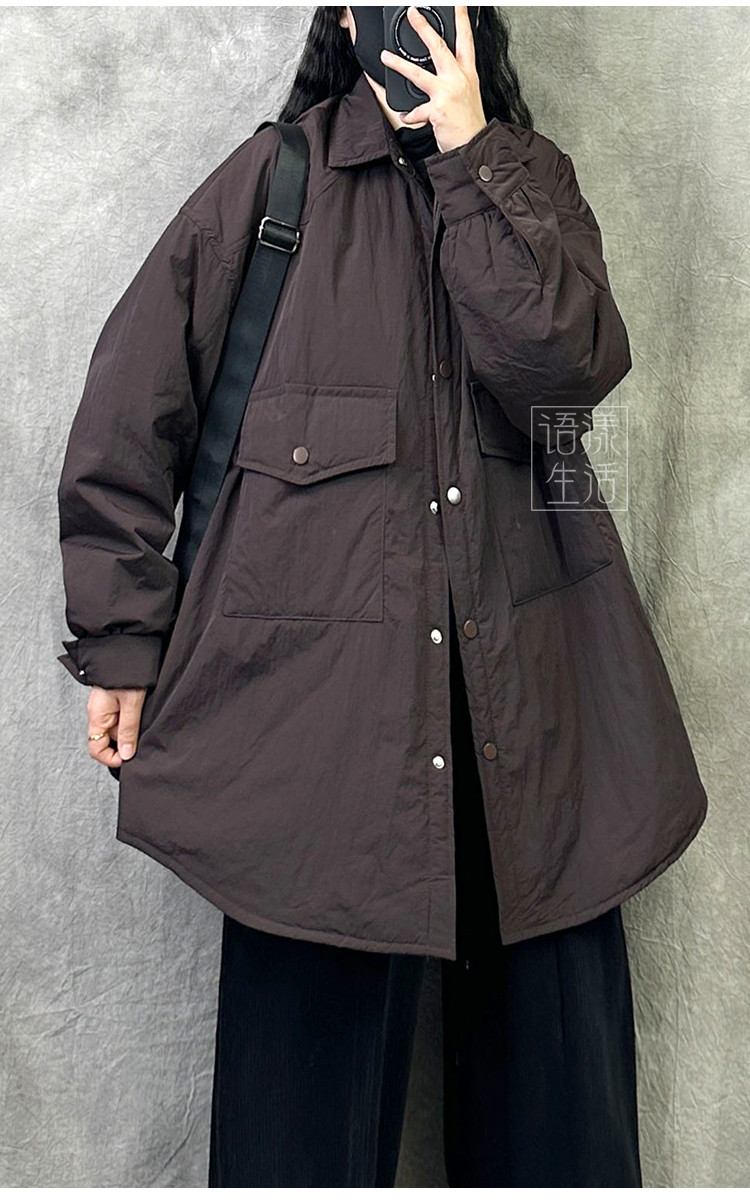 オリジナルデザインレトロ風中ロングコート綿服冬ゆったり暖かい