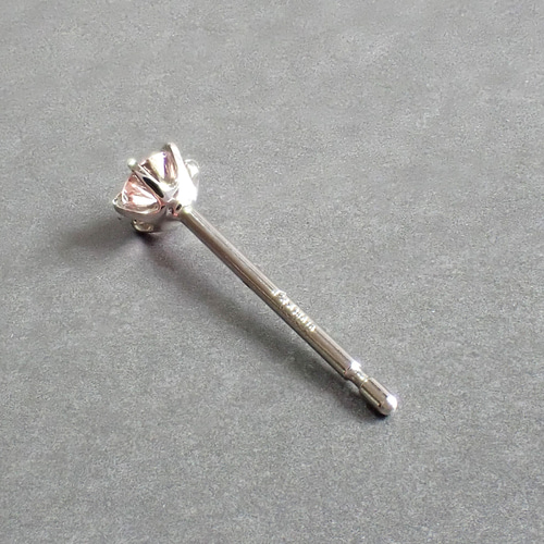 プラチナ 一粒ピンクダイヤ 片耳ピアス ピアス（スタッド・一粒