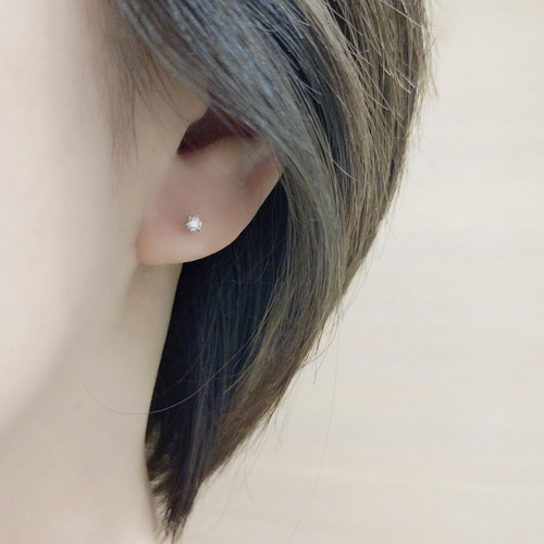 プラチナ 一粒ピンクダイヤ 片耳ピアス ピアス（スタッド・一粒