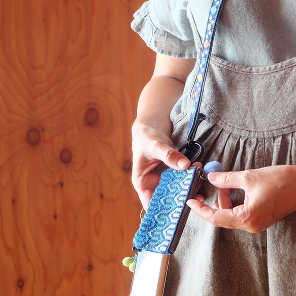 Kogin刺繡迷你錢包，附登山扣；Naminami [刺繡⌘刺繡]迷你收納包，附登山扣，多功能收納包，可客製化 第4張的照片