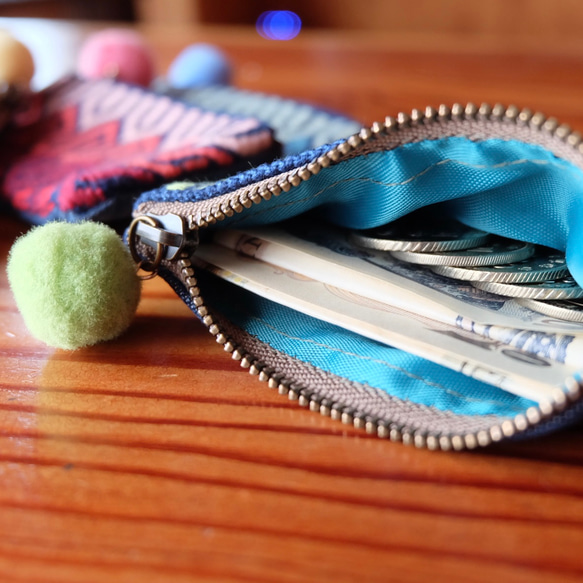 Kogin刺繡迷你錢包，附登山扣；Naminami [刺繡⌘刺繡]迷你收納包，附登山扣，多功能收納包，可客製化 第17張的照片