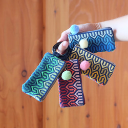 Kogin刺繡迷你錢包，附登山扣；Naminami [刺繡⌘刺繡]迷你收納包，附登山扣，多功能收納包，可客製化 第16張的照片