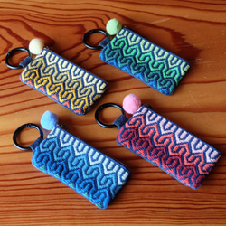 Kogin刺繡迷你錢包，附登山扣；Naminami [刺繡⌘刺繡]迷你收納包，附登山扣，多功能收納包，可客製化 第9張的照片