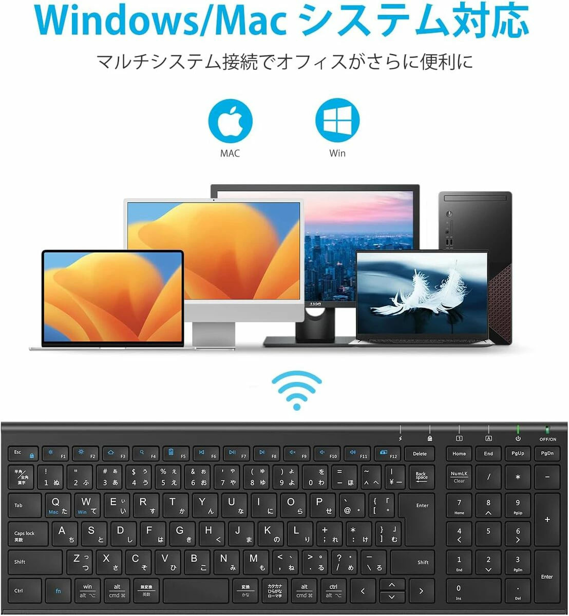 ワイヤレスキーボード マウスセット IC-BK22Combo Type-C 充電式 シルバーホワイト ブラック 国内正規