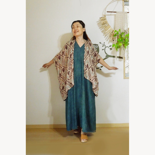 asana HEMP100% テロテロ 貫頭衣 ロング ワンピース●草木染め asana HEMP100% テロテロ 貫頭衣 ロング ワンピース○草木染め麻