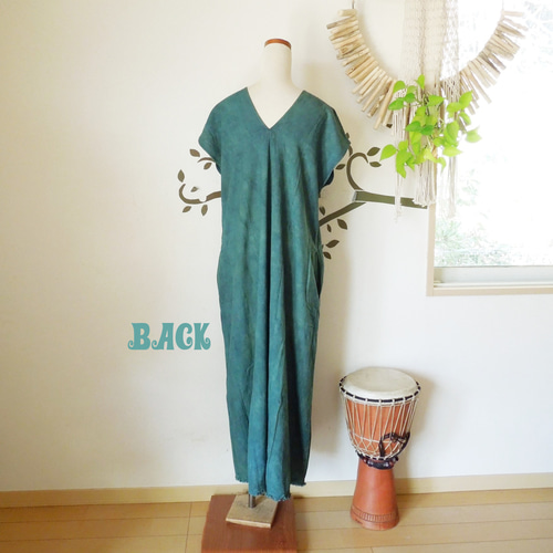 asana HEMP100% テロテロ 貫頭衣 ロング ワンピース○草木染め