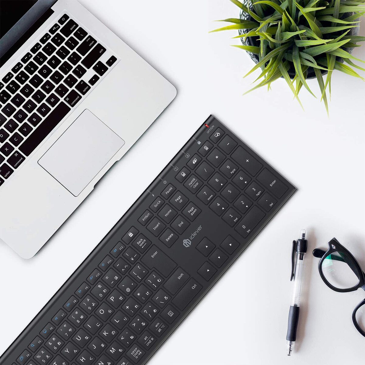 ワイヤレスキーボード マウスセット IC-BK23Comboシルバーホワイト ブラック 国内正規品 USBレシーバー共有