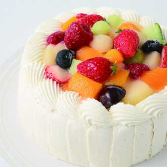 乳アレルギー対応　フルーツデコレ―ションのケーキ（乳製品不使用）5号