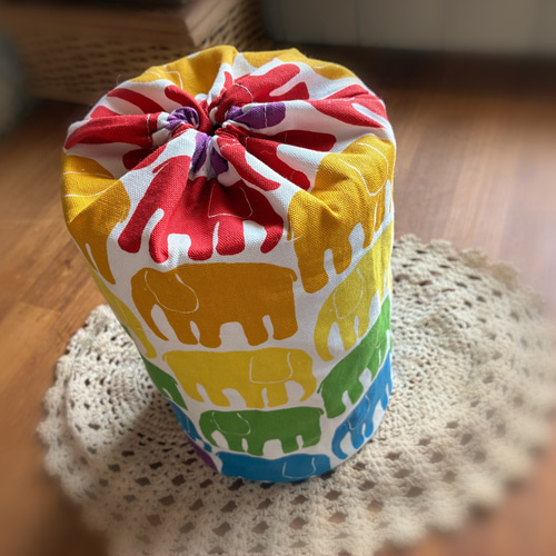 再販×2☆ミルク缶カバー☆カラフルゾウさん☆ポットン落としに☆元保育